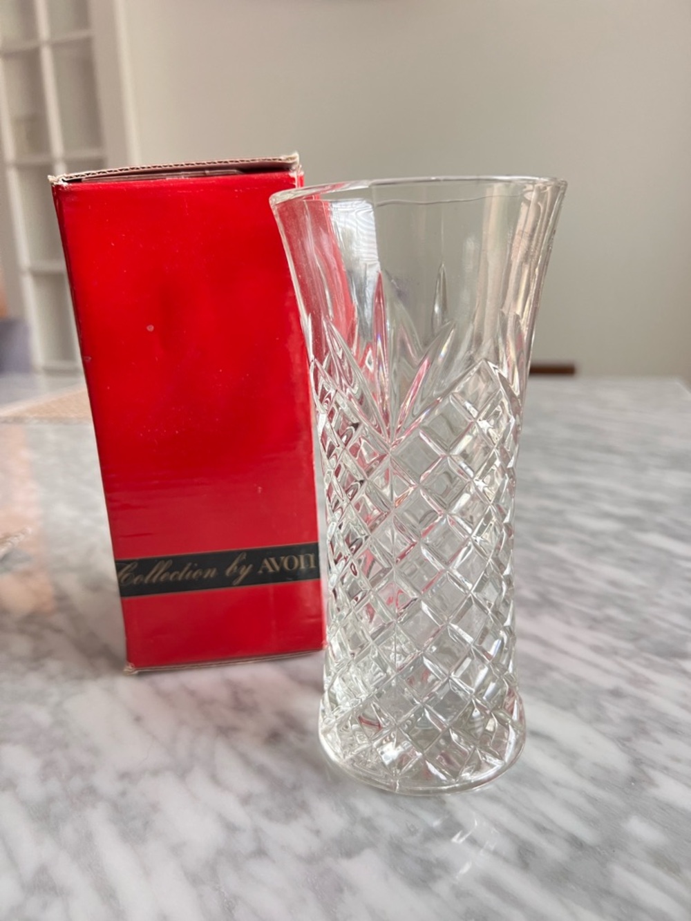 Avon Clear Cut Glass Bud Vase 8”